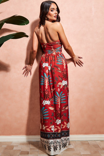 Printed Tie Back Maxi Dress Goddiva